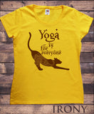 Irony T-shirt S / Yellow/brown Women’s T-Shirt "Yoga is for everyone" Yoga Cat- Yogaholic Print TS779