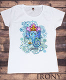 Irony T-shirt TS850 Womens White T-Shirt Ganesh God Hindu Spiritual Zen India Hobo Boho