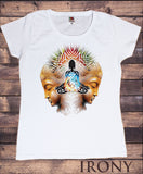 Irony T-shirt Women Buddha Face Flower Om Asum Yoga Chakra Meditation- Two Face Zen TSG9