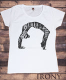 Irony T-shirt Women's Grey T-Shirt Om Yoga "Always Believe In Yourself" Spiritual Meditation Pose Print TS616