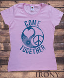 Irony T-shirt Women’s T-Shirt "Come Together" Love Heart and Peace CND icon Flowery Distort Print TS720