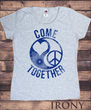 Irony T-shirt Women’s T-Shirt "Come Together" Love Heart and Peace CND icon Flowery Distort Print TS720