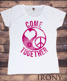 Irony T-shirt Women’s T-Shirt "Come Together" Love Heart and Peace CND icon Flowery Distort Print TS720