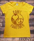 Irony T-shirt Women’s T-Shirt "Come Together" Love Heart and Peace CND icon Flowery Distort Print TS720