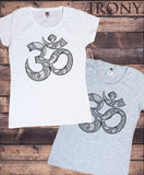 Irony T-shirt Women's T-Shirt OM Flowery Pattern India Boho Hippy om Zen Print TS637