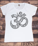Irony T-shirt Women's T-Shirt OM Flowery Pattern India Boho Hippy om Zen Print TS637