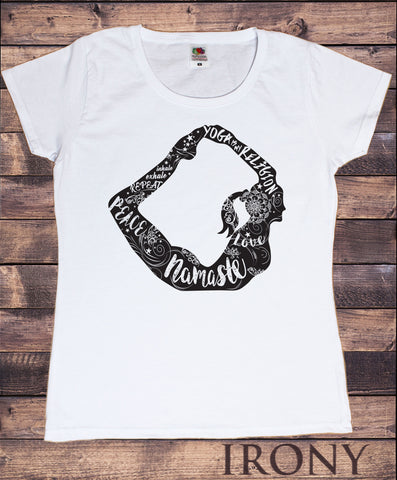 Irony T-shirt Women's T-Shirt Om Namaste Yoga "Yoga Is My Religion" Spiritual Meditation Pose Print TS743