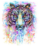 Irony T-shirt Women's White T-Shirt Colourful Tiger Explosion- Beautiful Colour mix tiger Print TS747