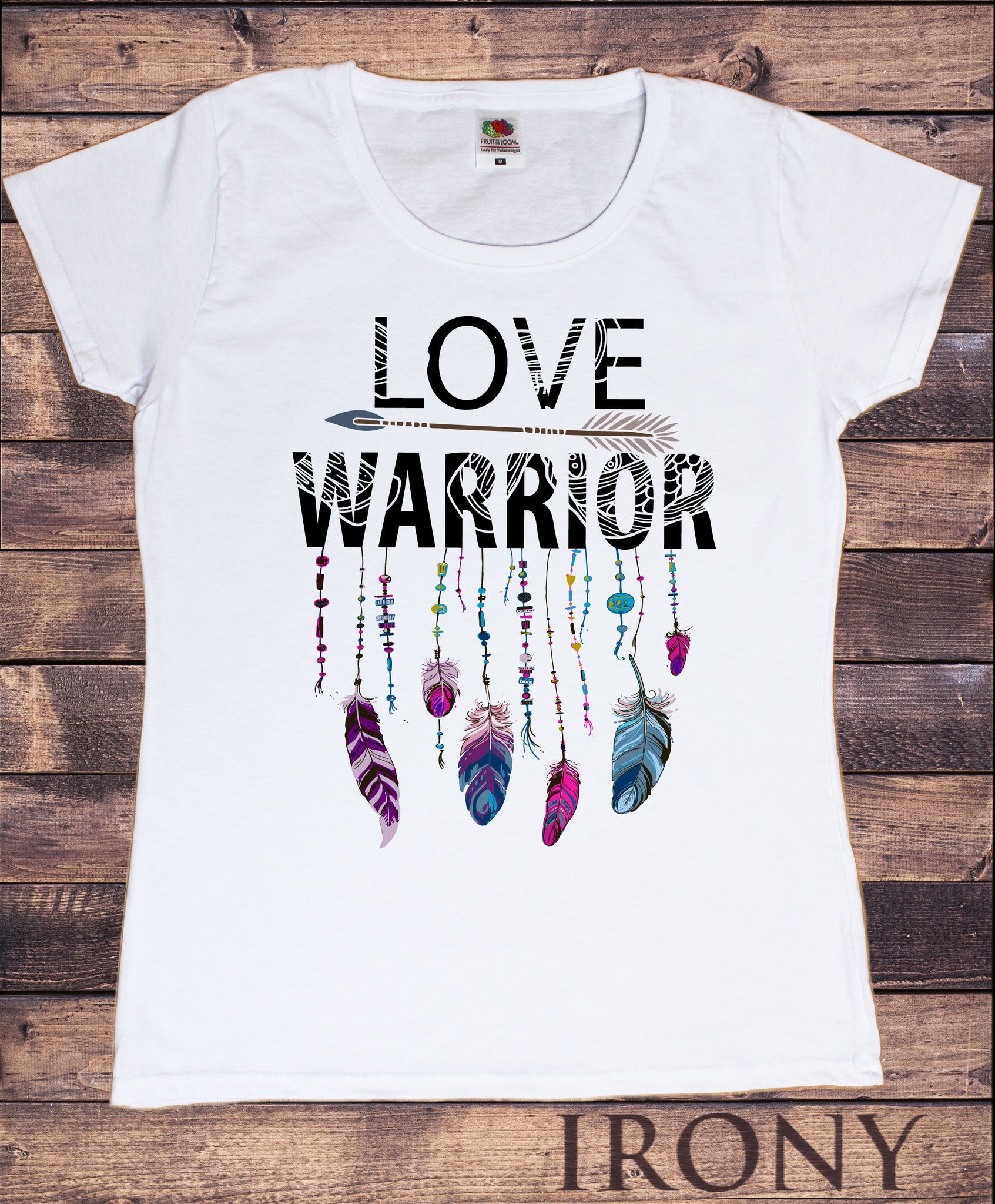 Women's T-Shirt Love Warrior feathers and arrow Design-Strings Print TS728