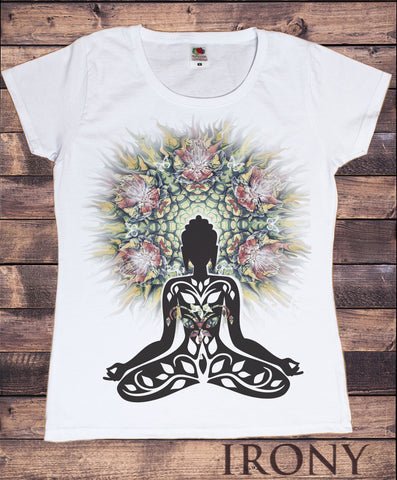 Irony T-shirt Women’s White T-Shirt Mind Yoga Top Buddha Chakra Meditation Zen Hobo Boho - Peace T-shirt TSA19