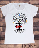 Irony T-shirt Women’s White T-Shirt Music Tree- Tree Playing Guitar- Music Notes Print TS244