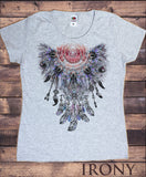 Irony T-shirt Women’s White T-Shirt Tribal Red Indian Native American Feathers Fusion Culture Novelty TS707