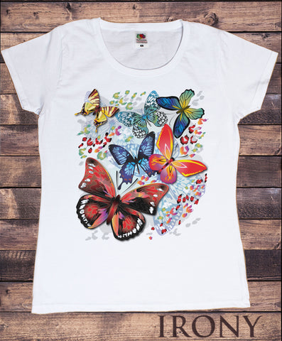 Irony T-shirt Women’s White T-Shirt With Large Butterfly Print TSC12