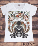 Irony T-shirt Women’s White T-Shirt Yoga Top Buddha Chakra Meditation India Zen Hobo Boho - Peace Print TSC21