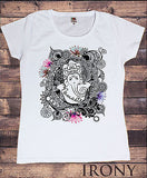 Irony T-shirt Women’s White V Neck T-Shirt yoga Karma Tie Dye  Meditation Peace Aum Print TSJA