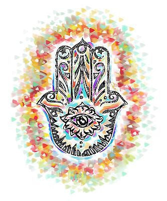Hamsa Hand T Shirt - Dames en Heren - Spiritueel Symbool met Oog - Wit - 3XL