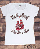 Irony T-shirt Women White T Ali I'm The Greatest Icon"Float Like a Butterfly Sting like a Bee"