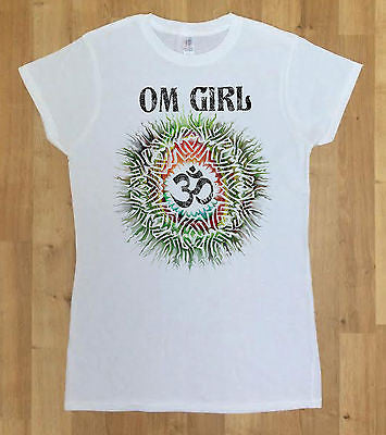 Irony T-shirt Women White T-shirt 'Om Girl' Slogan Novelty