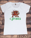 Irony T-shirt Women White T-Shirt Wales Dragon CYMRU  Novelty  Print