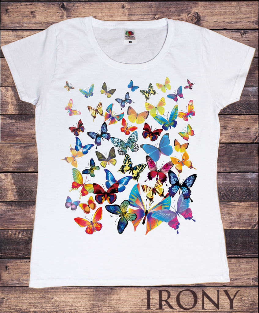 Irony T-shirt Women White T-Shirt With scattered Butterfly print-Women/Fashion TSA5