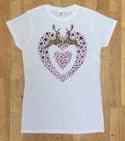 Irony T-shirt Women White T-shirt Xmas heart  Reindeer Santa Effect Print Christmas Festive