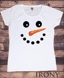 Irony T-shirt Women white T-shirt Xmas Novelty Snowman Carrot Christmas Festive TSE4