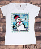 Irony T-shirt Women White T-shirt Xmas Novelty Snowman Colour Christmas Festive Snowflake