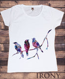 Irony T-shirt Womens Colourful Bird Print Animal Print T-Shirt Short Sleeve Cotton TSC18