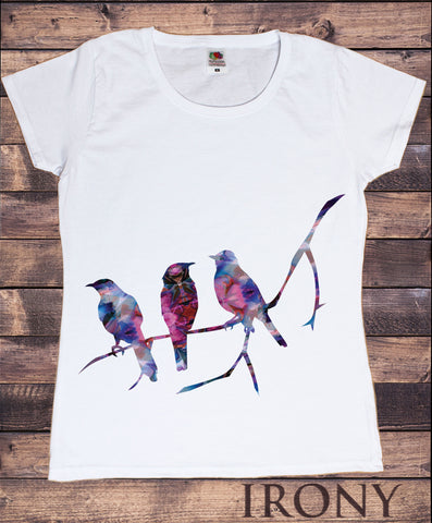 Irony T-shirt Womens Colourful Bird Print Animal Print T-Shirt Short Sleeve Cotton TSC18