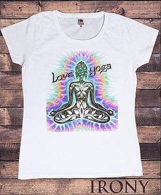 Irony T-shirt Womens Love Yoga Top Buddha Chakra Meditation  India Hobo Boho -Peace T-shirt