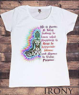 Irony T-shirt Womens T Shirt Meditation Zen,Irony Of Life Buddha Vibe Print