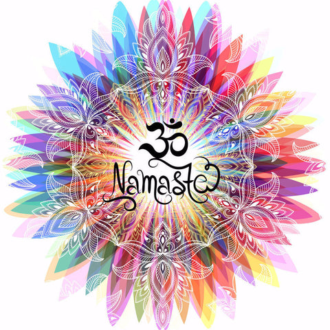Irony T-shirt Womens T-Shirt Namaste OM flowers colour explosion Yoga meditation Zen print TS731