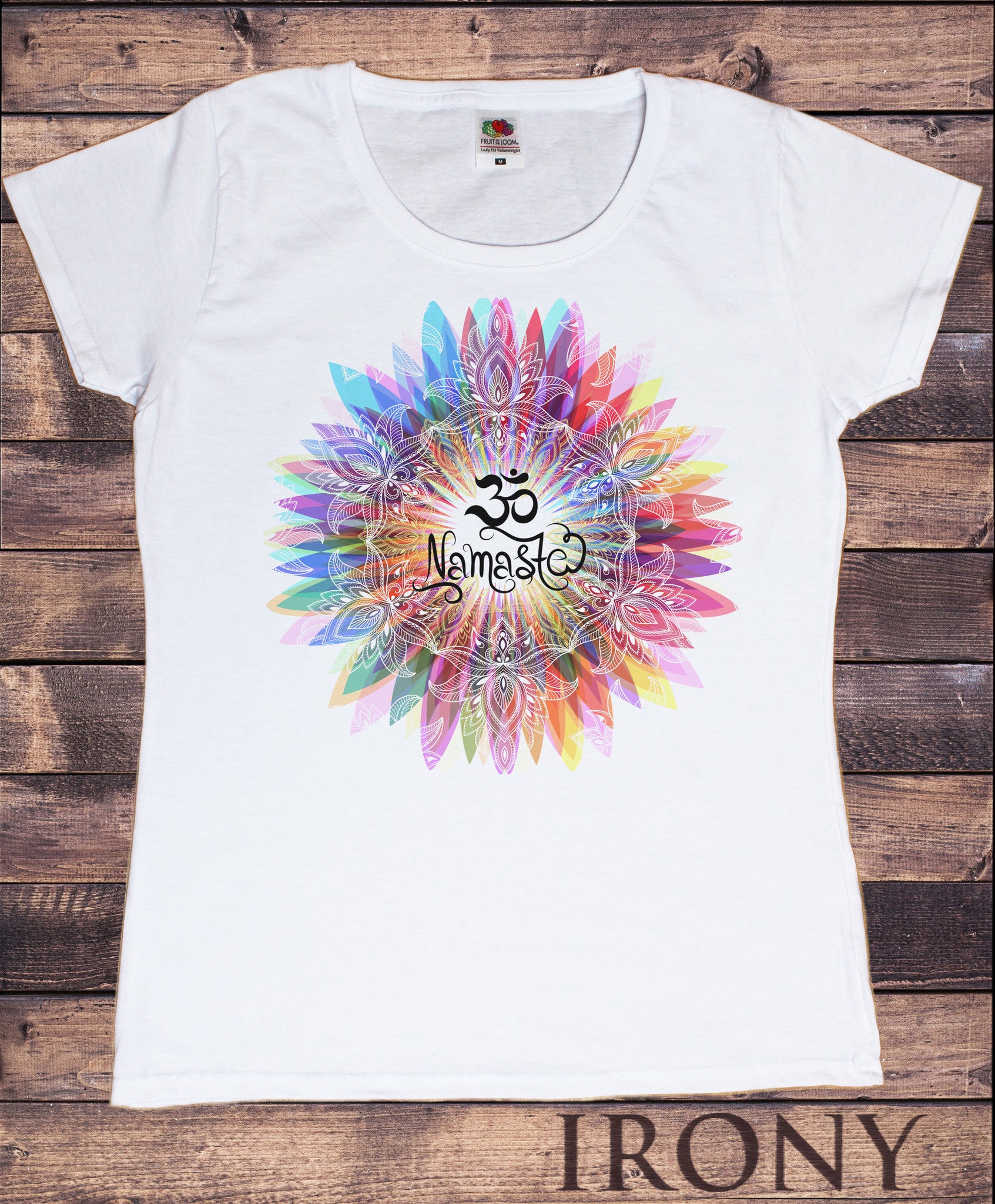 Women's T-Shirt Namaste OM flowers colour explosion Yoga meditation Zen  print TS731