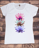 Irony T-shirt Womens  T-Shirt Three Lotus flowers Yoga meditation print TSY1