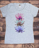 Irony T-shirt Womens  T-Shirt Three Lotus flowers Yoga meditation print TSY1