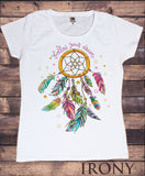 Irony T-shirt Womens Tee "Follow Your Dreams" feathers Design-Stars Print TS640
