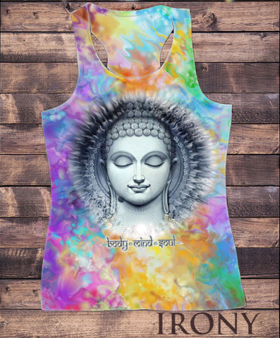 Irony T-shirt Womens Vest Top,Body Mind Soul Buddha Chakra Meditation Zen Sublimation Print SUB5919