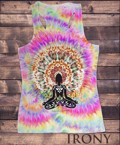 Irony T-shirt Womens Vest Top, Butterfly Yoga Top Buddha Chakra Meditation India Hobo SUB598