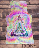 Irony T-shirt Womens Vest Top, Om Aum Jade Flame Buddha Meditation Sublimation Print SUB593