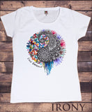 Irony T-shirt Womens White T-Shirt Yin Yang Find Balance Splatter Paint Lotus Print TS273
