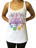 Irony Tank Top Jersey Tank Aztec Flower Buddha Chakra Symbols Sketch effect Print JTK944