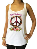 Irony Tank Top Jersey Tank Top CND Love and Peace Roses, Flowers Print JTK1434