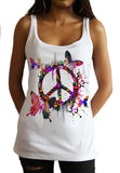 Irony Tank Top Jersey Tank Top CND Peace Butterfly Colour Splash Vibrant Print JTK1433