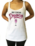 Irony Tank Top Jersey Tank Top 'May Contain Prosecco' funny champagne glitter effect Print JTK1159