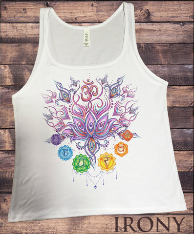 Irony Tank Top S Jersey Tank Aztec Flower Buddha Chakra Symbols Sketch effect Print JTK944