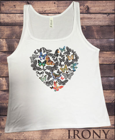 Irony Tank Top S Jersey Tank Top Bird Love Heart Print Animal Print T-Shirt Flowers Print JTK905