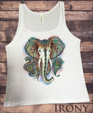 Irony Tank Top S Jersey Tank Top Elephant Ganesh Ethnic Pattern Brushed Effect Aztec JTK1107