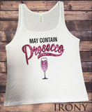 Irony Tank Top S Jersey Tank Top 'May Contain Prosecco' funny champagne glitter effect Print JTK1159