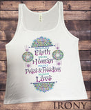 Irony Tank Top S / White Jersey Tank Top Birth Place Earth, Species Human, Politics Peace & Freedom, Religion Love Print JTK888