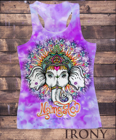 Irony Vest Womens Vest Top,Ganesh Elephant God Line Art Namaste Zen India Sublimation Print SUB802C